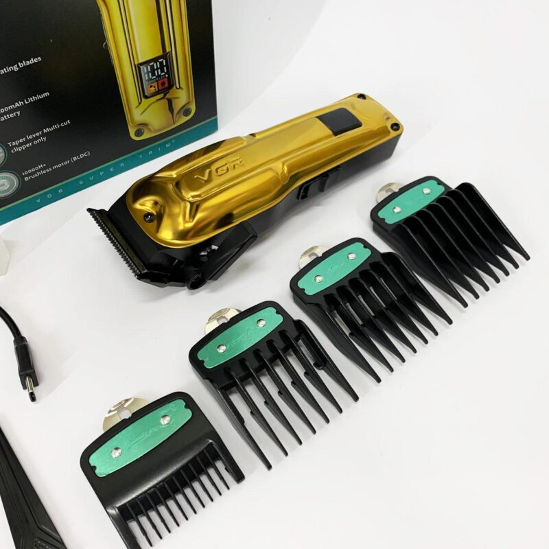 Акумуляторна машинка для стриження VGR V-138 GOLD з LED-дисплеєм та безщітковим мотором для професіоналів