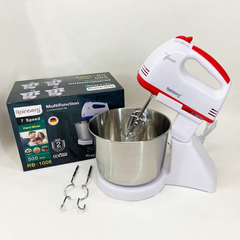 Стаціонарний електричний міксер Rainberg RB-1006 500W з насадками для замішування теста