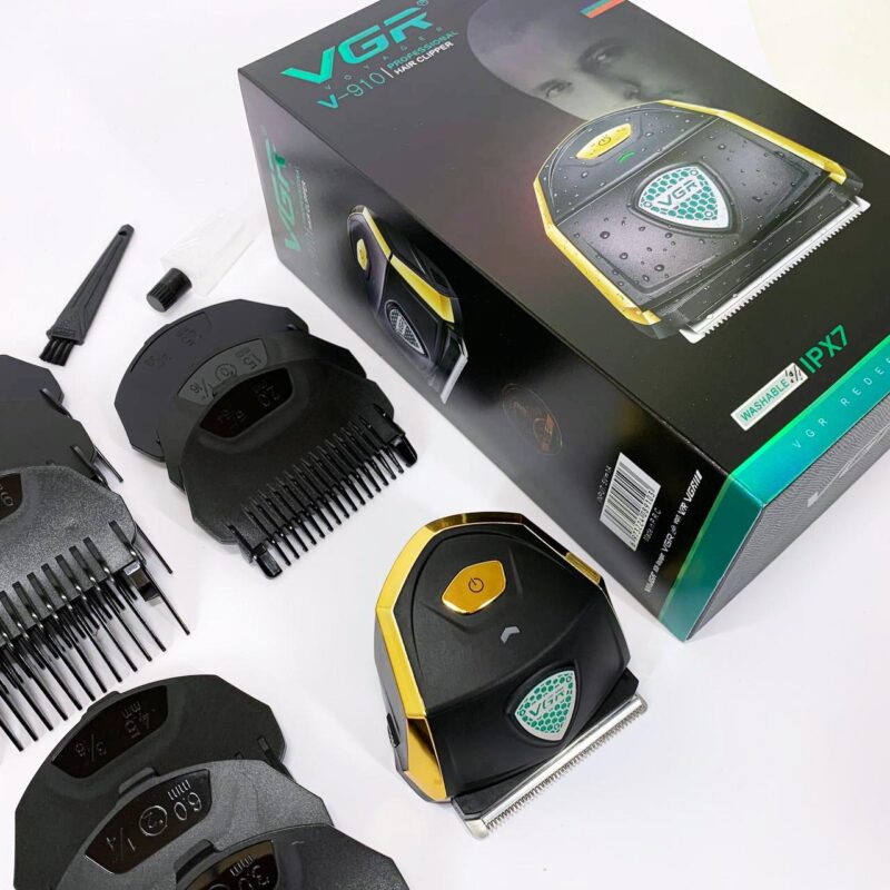 Акумуляторна машинка для стрижки VGR V-910 з потужним двигуном та 9 насадками для ідеальної стрижки