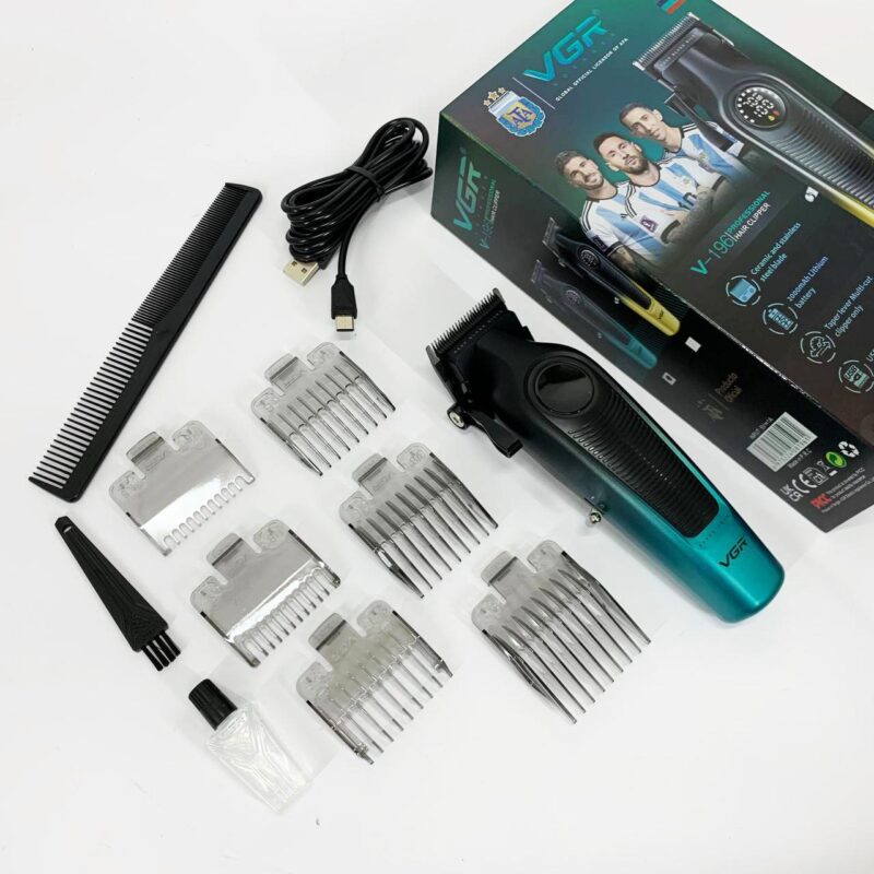 Акумуляторна машинка для стрижки VGR V-196 GREEN — до 200 хвилин безперервної роботи