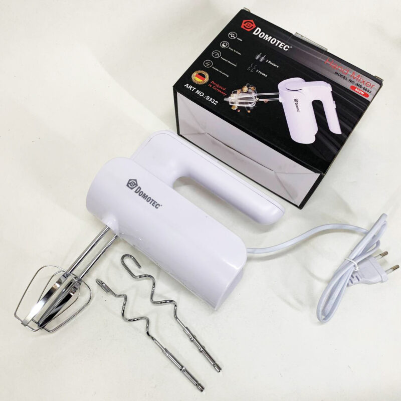 Ручний міксер Domotec R.6653W з насадками 5 швидкостей 800 Вт білий