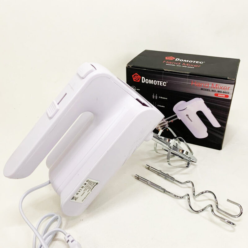 Ручний міксер Domotec R.6653W з насадками 5 швидкостей 800 Вт білий