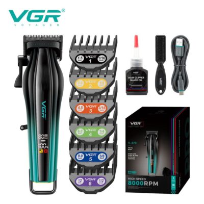 Акумуляторна машинка для стрижки VGR V-273 GREEN з високою потужністю для професійного використання