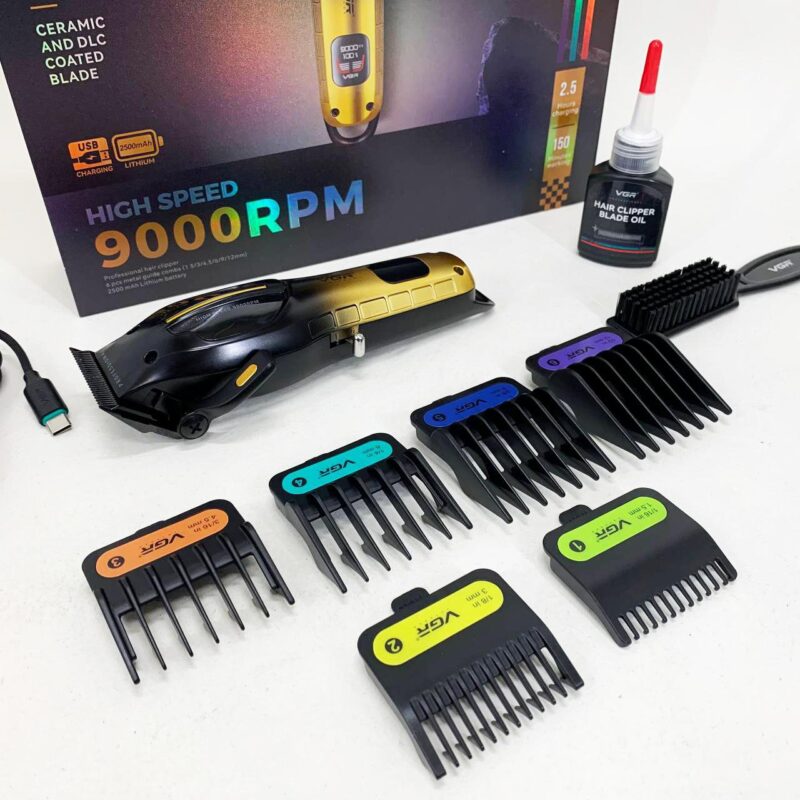 Акумуляторна машинка для стрижки VGR V-026 GOLD з бездротовим використанням для професіоналів та домашніх майстрів