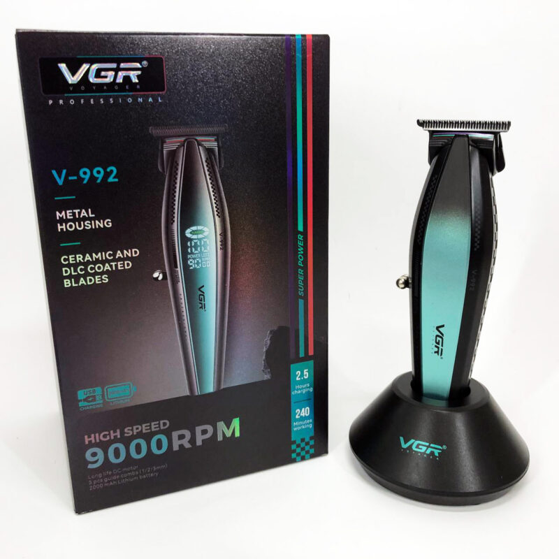 Машинка для стрижки волосся VGR V-992 GREEN з потужним мотором для професійних результатів.