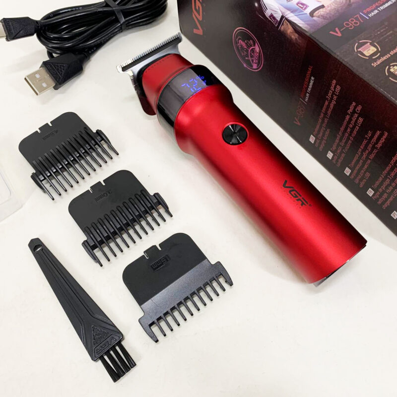 Машинка для стрижки волосся VGR V-987 RED — професійний тример для чоловіків з елегантним дизайном.