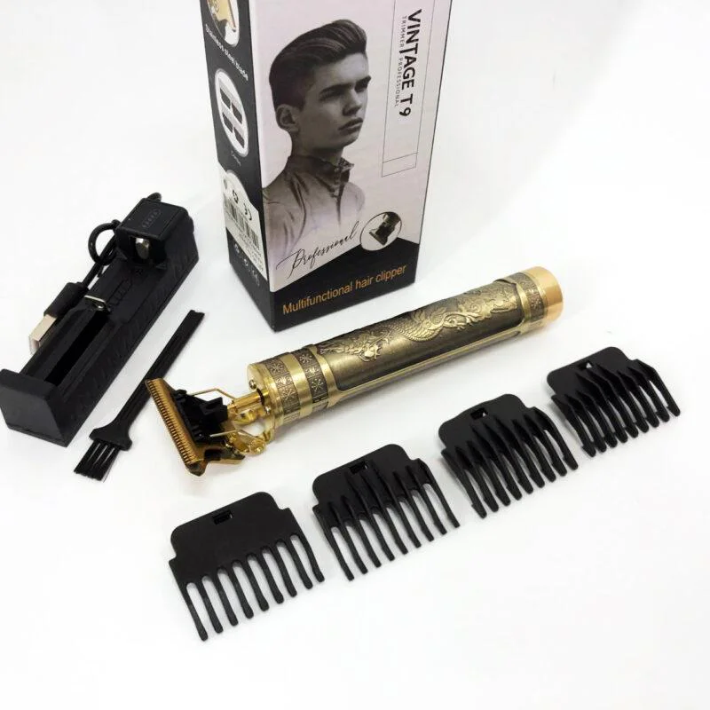 Машинка Vintage T9-3 триммер для стрижки волосся та бороди до 120 хвилин автономної роботи 4 насадки