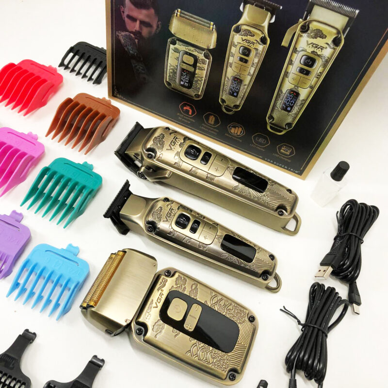 Набір для стрижки волосся і бороди з насадками 3в1 VGR V-642 Акумуляторна машинка — ідеальний вибір для кожного чоловіка