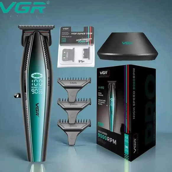 Машинка для стрижки волосся VGR V-992 GREEN з потужним мотором для професійних результатів.