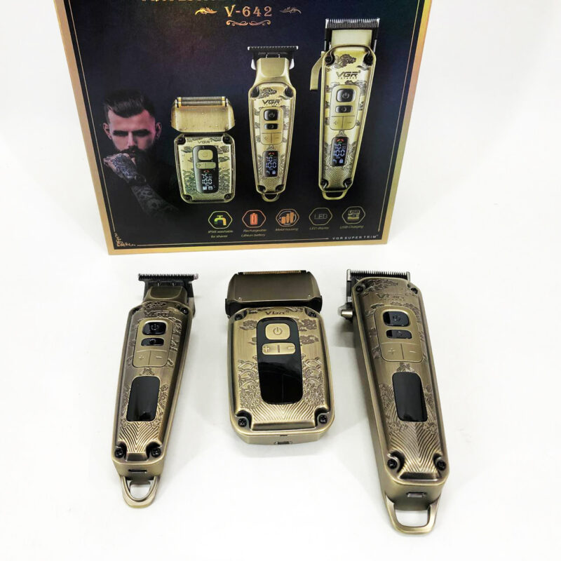 Набір для стрижки волосся і бороди з насадками 3в1 VGR V-642 Акумуляторна машинка — ідеальний вибір для кожного чоловіка