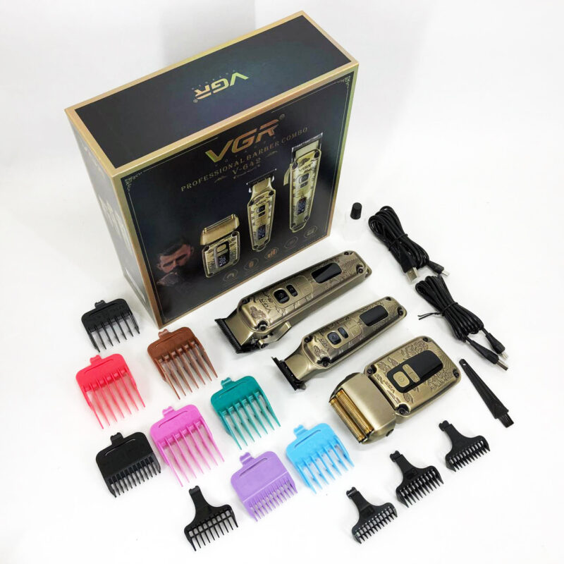 Набір для стрижки волосся і бороди з насадками 3в1 VGR V-642 Акумуляторна машинка — ідеальний вибір для кожного чоловіка