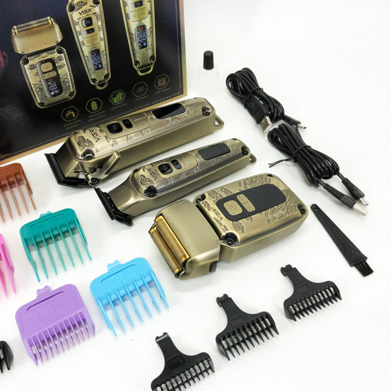 Набір для стрижки волосся і бороди з насадками 3в1 VGR V-642 Акумуляторна машинка — ідеальний вибір для кожного чоловіка