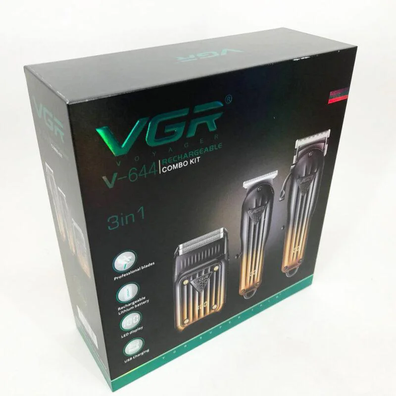 rkupvaypayvfauf Комплект VGR 3 в 1 V-644 акумуляторна машинка для стрижки триммер та електробритва 3 в 1 200 хвилин автономії