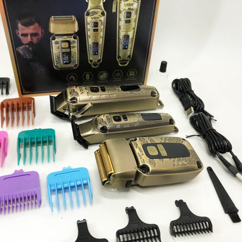 Набір для стрижки волосся і бороди з насадками 3в1 VGR V-642 Акумуляторна машинка — ідеальний вибір для кожного чоловіка