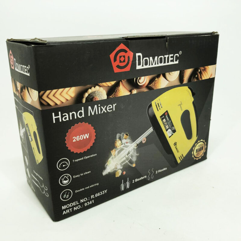 Миксер DOMOTEC R6633Y - Ручний міксер для приготування крему з 7 швидкостями та насадками для теста