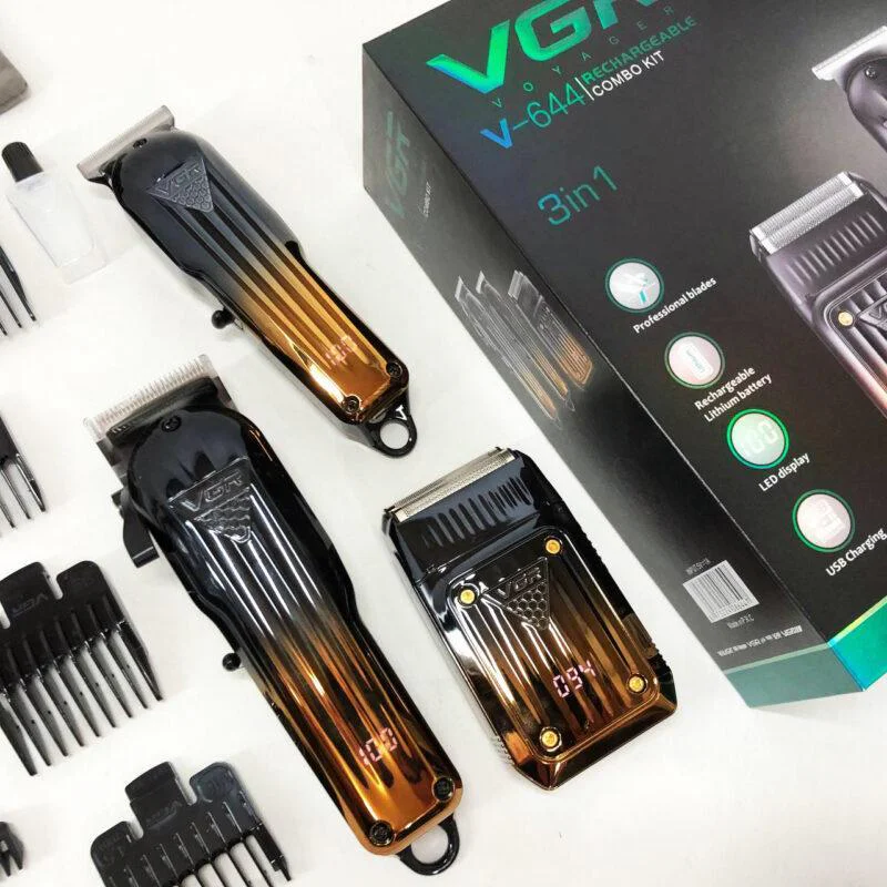 rkvapvifpvifavif Комплект VGR 3 в 1 V-644 акумуляторна машинка для стрижки триммер та електробритва 3 в 1 200 хвилин автономії