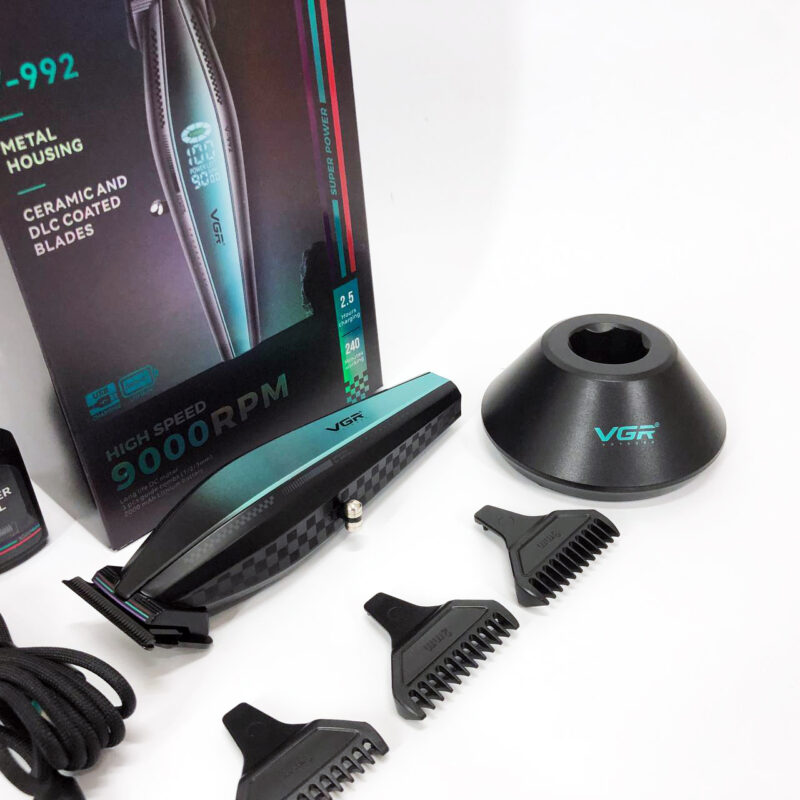 Машинка для стрижки волосся VGR V-992 GREEN з потужним мотором для професійних результатів.