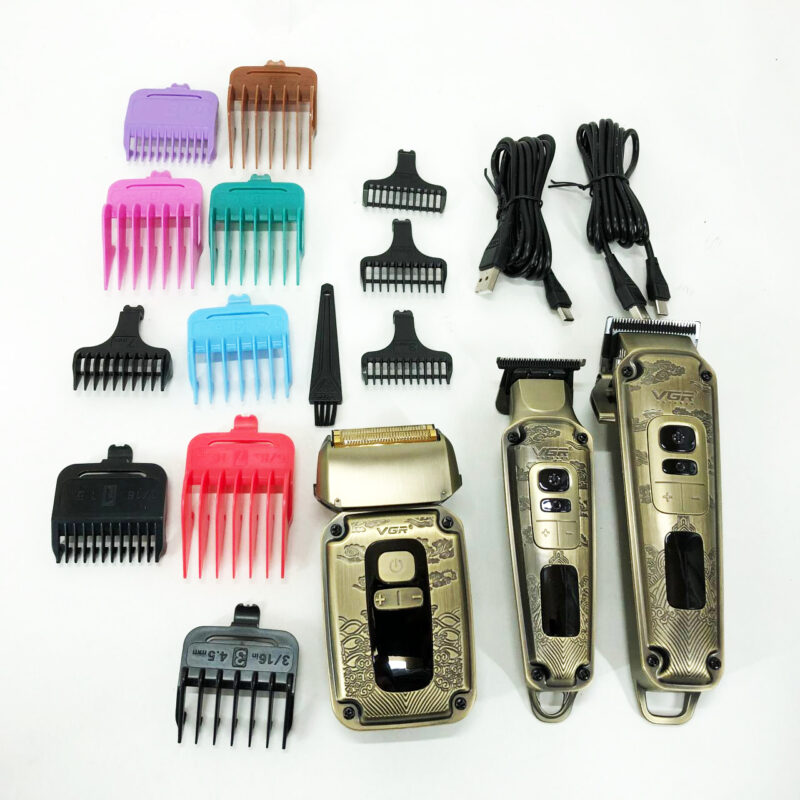 Набір для стрижки волосся і бороди з насадками 3в1 VGR V-642 Акумуляторна машинка — ідеальний вибір для кожного чоловіка
