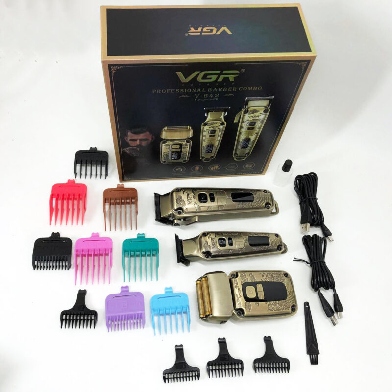 Набір для стрижки волосся і бороди з насадками 3в1 VGR V-642 Акумуляторна машинка — ідеальний вибір для кожного чоловіка