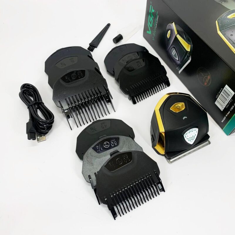 Акумуляторна машинка для стрижки VGR V-910 з потужним двигуном та 9 насадками для ідеальної стрижки