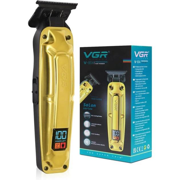 Акумуляторна машинка VGR V-904 для стрижки волосся з дисплеєм та змінними насадками