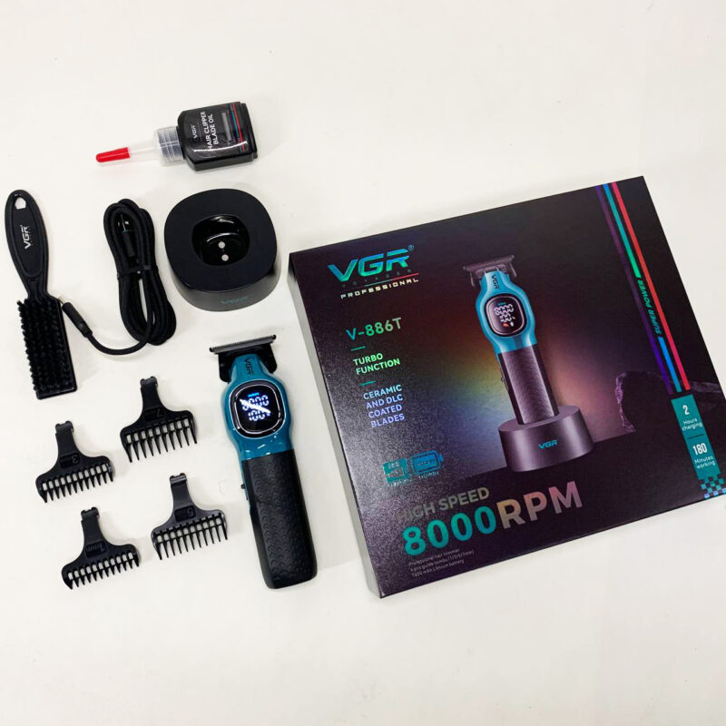 Тример VGR V-886T BLUE 8000RPM — професійна машинка для швидкої стрижки