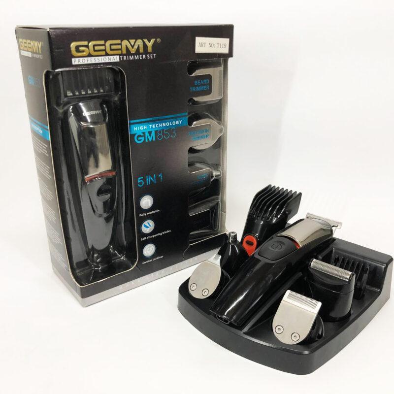 Машинка для стрижки Geemy GM-853 5в1 з 6 насадками для стильної стрижки