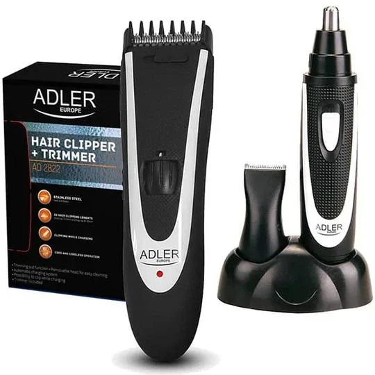 Adler AD 2822 Машинка для стрижки з триммером 24 довжини стрижки 3-15 мм з насадками для голови, носа та вух