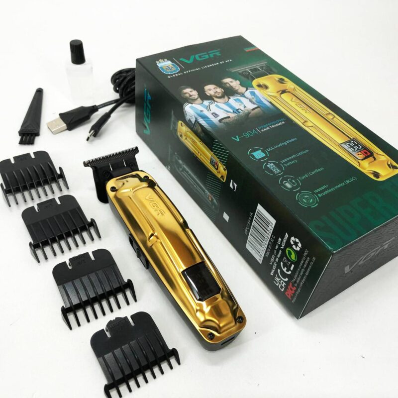 Акумуляторна машинка VGR V-904 для стрижки волосся з дисплеєм та змінними насадками