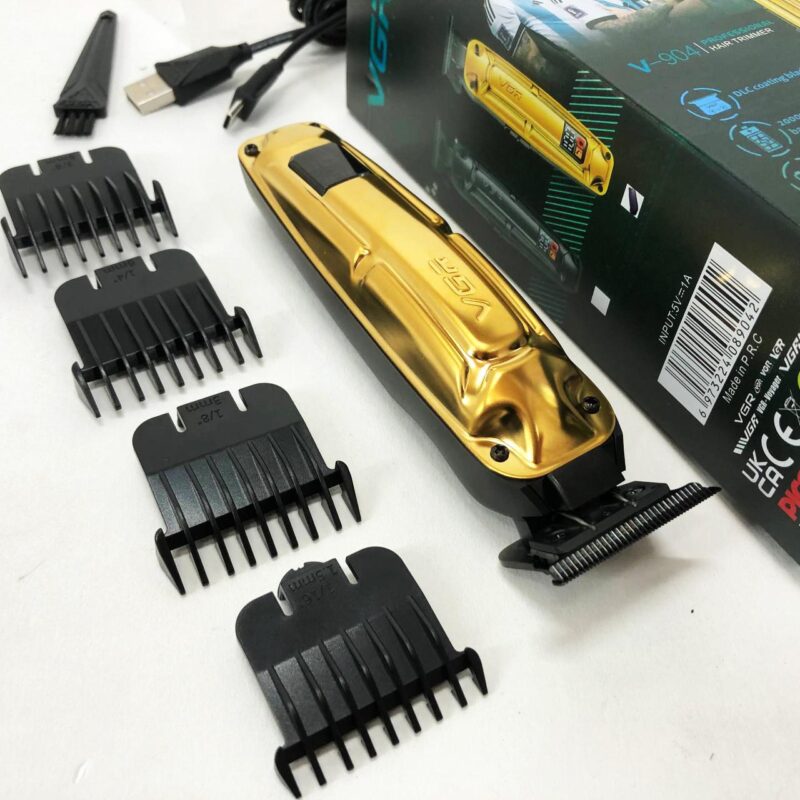 Акумуляторна машинка VGR V-904 для стрижки волосся з дисплеєм та змінними насадками
