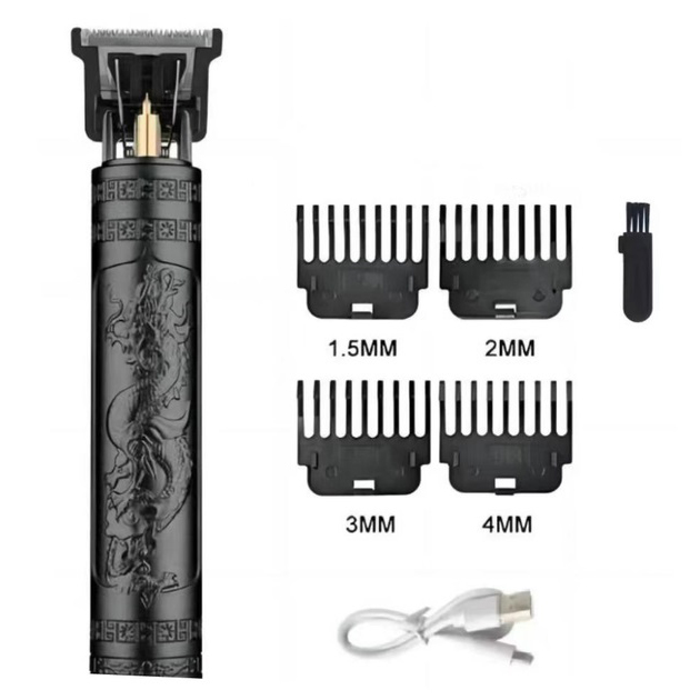 Машинка для стрижки волосся Vintage T9-2 BLACK — бездротовий тример з 4 насадками для ідеальної стрижки.