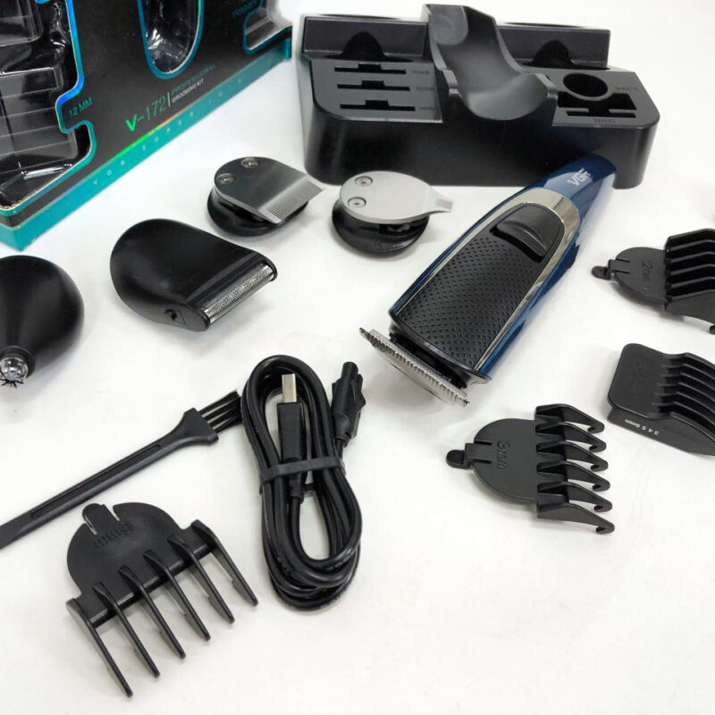 Машинка триммер 4в1 VGR V-172 для стрижки волосся з USB зарядкою та електробритвою для голови