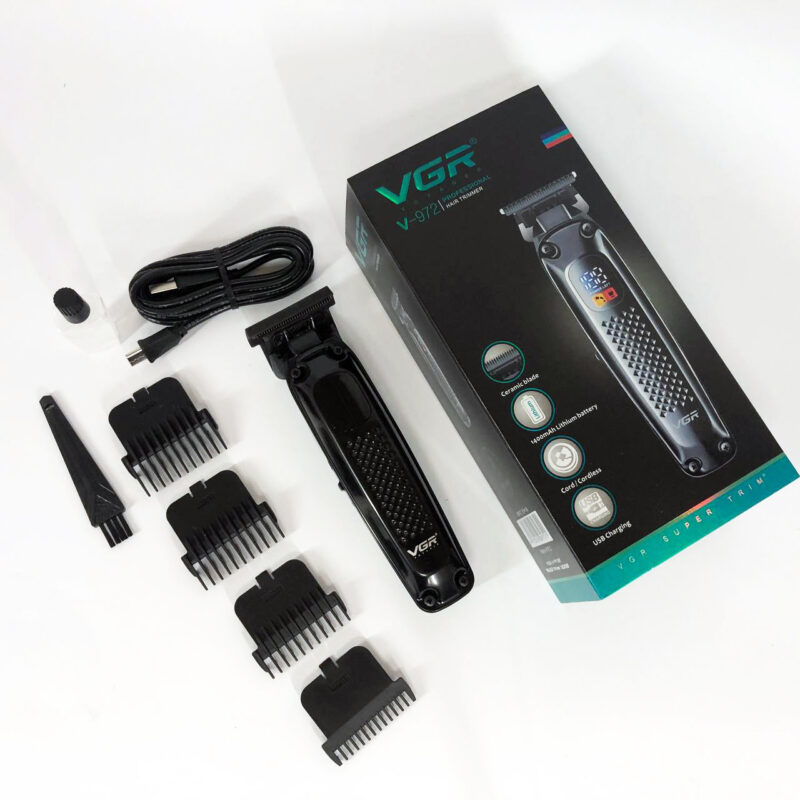 Машинка для стрижки волосся VGR V-972 — акумуляторний триммер з насадками для професіоналів