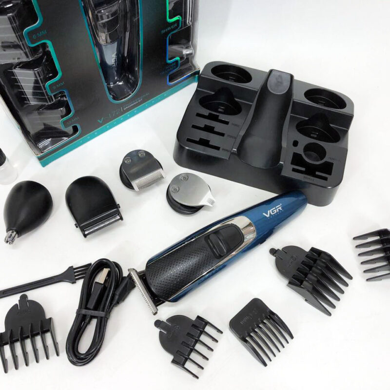 Машинка триммер 4в1 VGR V-172 для стрижки волосся з USB зарядкою та електробритвою для голови