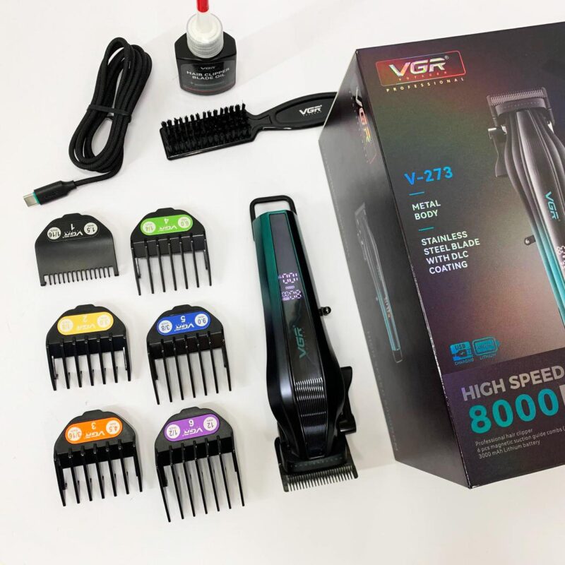 Акумуляторна машинка для стрижки VGR V-273 GREEN з високою потужністю для професійного використання