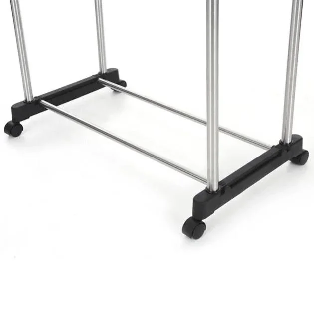 Телескопічна стійка для одягу Double Pole Clothes Horse - легка, компактна, швидка збірка, висота 135 см, для великої кількості одягу.