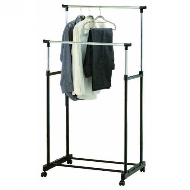 Телескопічна стійка для одягу Double Pole Clothes Horse - легка, компактна, швидка збірка, висота 135 см, для великої кількості одягу.