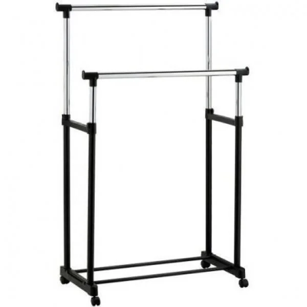 Телескопічна стійка для одягу Double Pole Clothes Horse - легка, компактна, швидка збірка, висота 135 см, для великої кількості одягу.