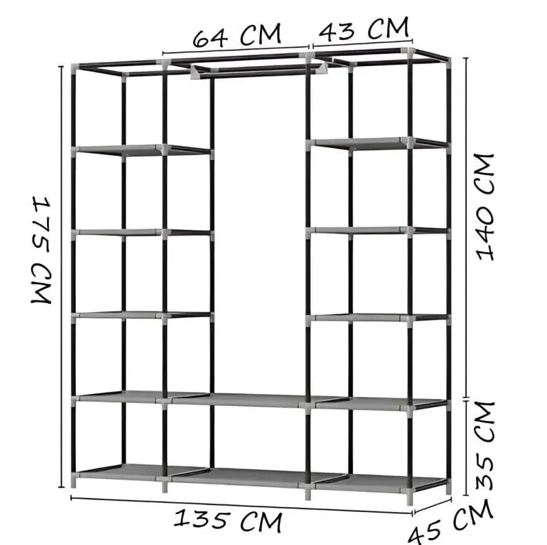 tkanevoi-shkaf-hcx-storage-wardrobe-88130-83459058088239_12605bff47 HCX Storage Wardrobe 88130 Тканинна шафа Місткість 170*45*170 см Міцний матеріал