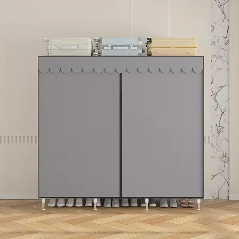 Тканинна шафа SHKF-04 150х45х172см сірий дерев'яний каркас екологічна стильна для одягу та взуття