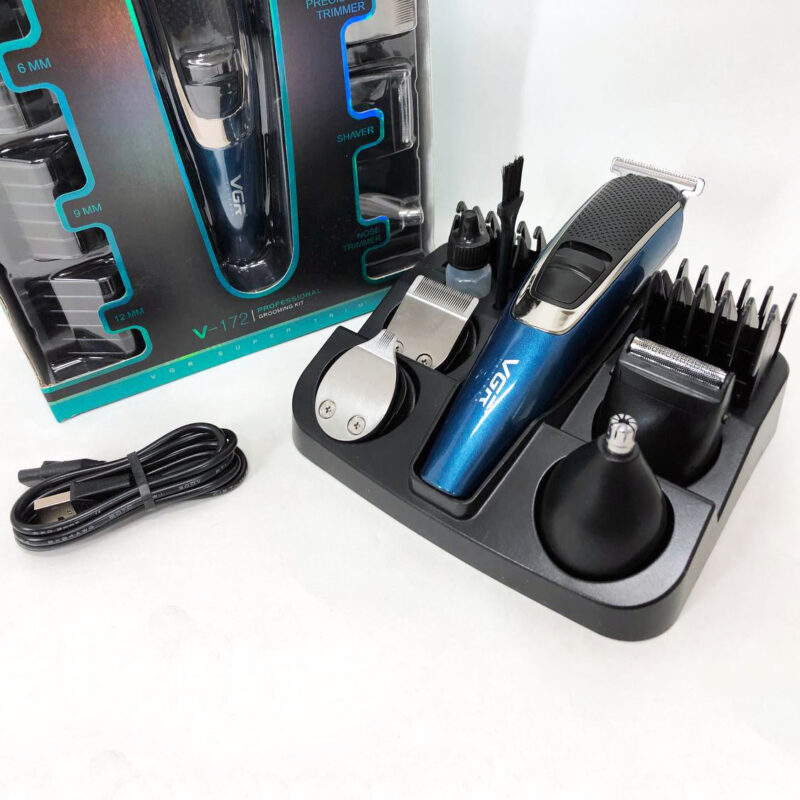 Машинка триммер 4в1 VGR V-172 для стрижки волосся з USB зарядкою та електробритвою для голови