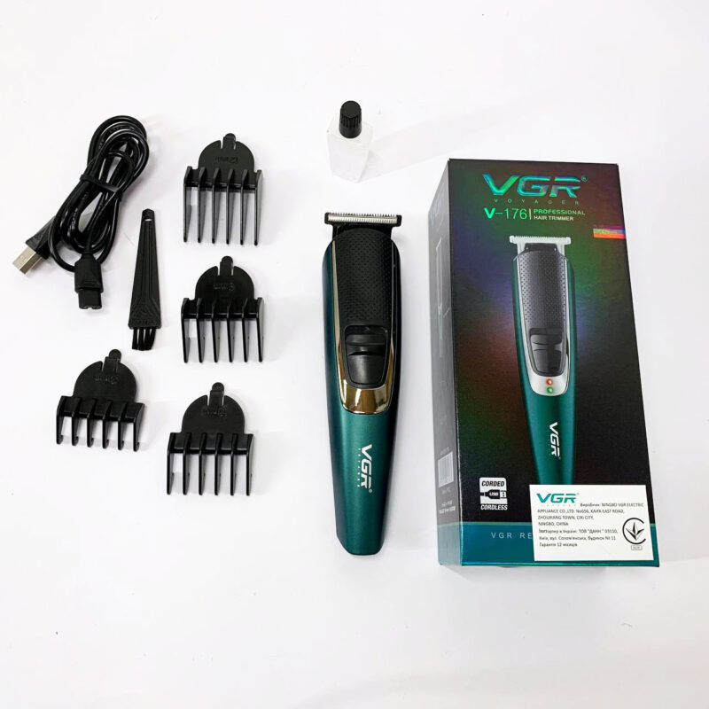 Тример VGR V-176 — бездротовий триммер для бороди та волосся з USB зарядкою.