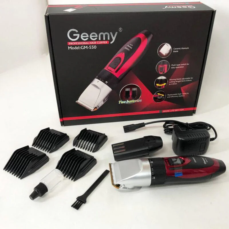 GEMEI GM-550 Професійна машинка для стрижки волосся 2 акумулятори 60 хвилин автономності та регульована довжина
