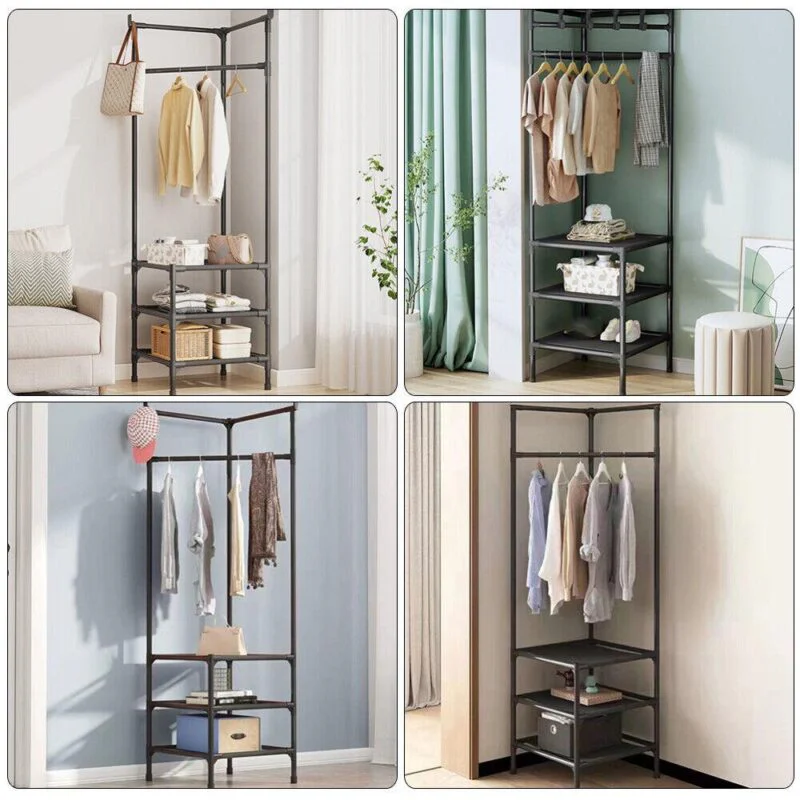 Кутова вішалка в передпокій з підставкою для взуття Corner coat rack — оптимізація простору з металу 180х45х45 см