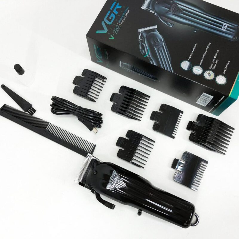 Машинка для стрижки волосся VGR V-282 акумуляторна з професійними ножами та LED-дисплеєм