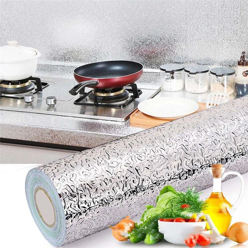Універсальна самоклеюча нано-плівка ALUMINUM STICKER для кухні 5м - стильний захист меблів.