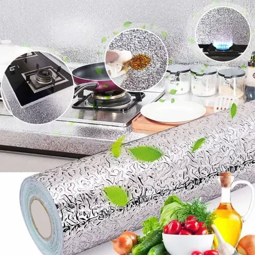 Універсальна самоклеюча нано-плівка ALUMINUM STICKER для кухні 5м - стильний захист меблів.