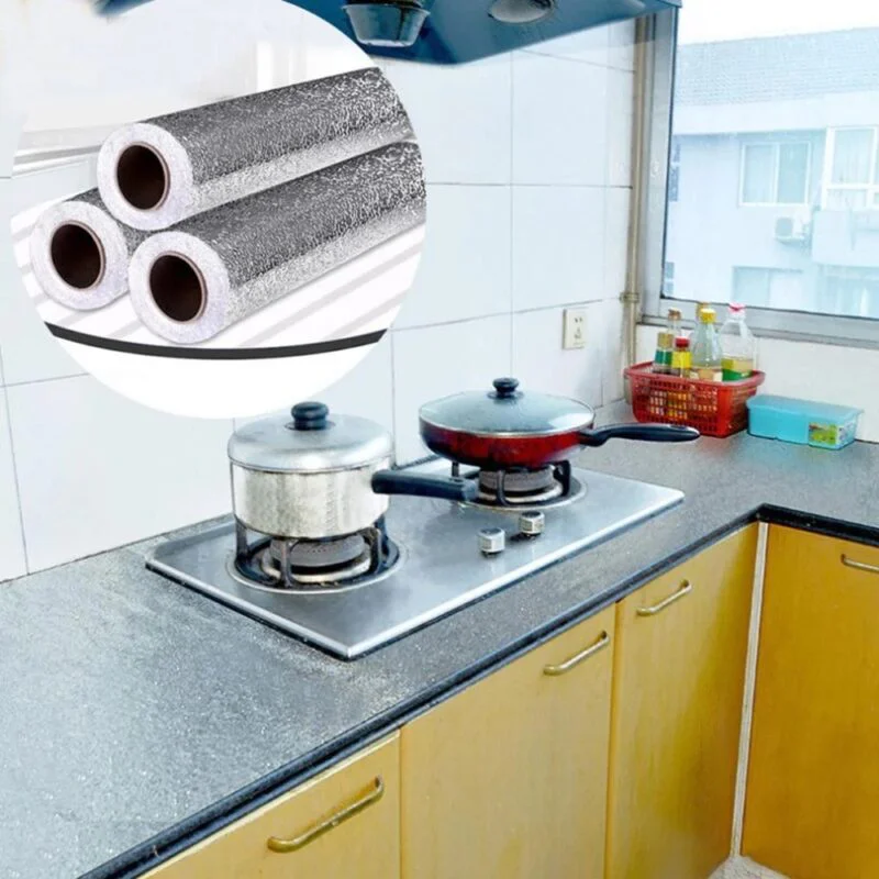 Універсальна самоклеюча нано-плівка ALUMINUM STICKER для кухні 5м - стильний захист меблів.