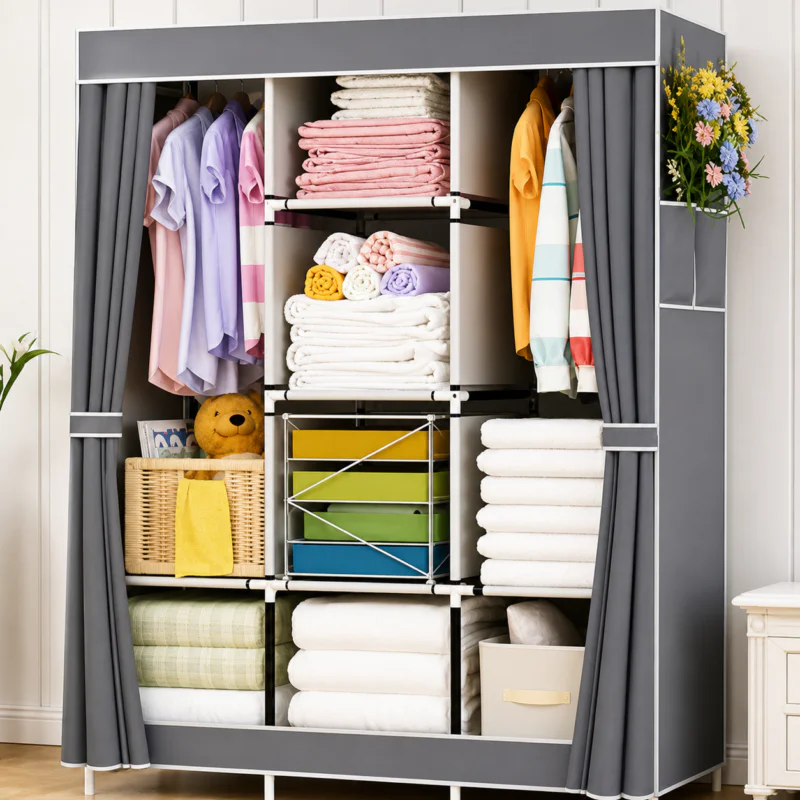 HCX WARDROBE NEW CL-128 Універсальна тканинна шафа 170х130х45 см Компактний органайзер для зберігання речей