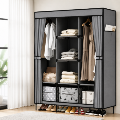 HCX WARDROBE NEW CL-128 Універсальна тканинна шафа 170х130х45 см Компактний органайзер для зберігання речей